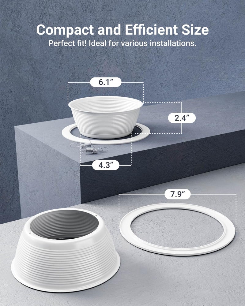 Sunco Lighting سنكو 12 عبوة 6 بوصة إطار ضوء السقف، بفلر خطوة مع حلقة قابلة للفصل، إطار ضوء مدمج أبيض - Image 4